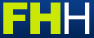 Letters F and H in green and letter H in white on a blue background